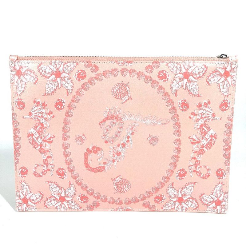 Tiffany & Co Tiffany & Co Clutch Bag Logo Leather Pink