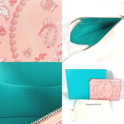 Tiffany & Co Tiffany & Co Clutch Bag Logo Leather Pink