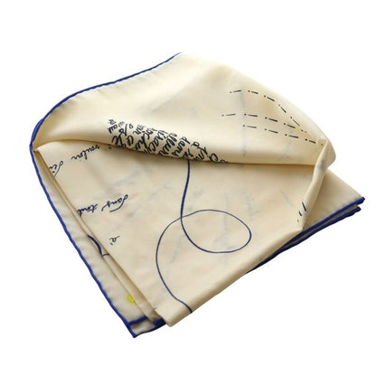 Hermes Carre 90 Carre De Notes Carre Words Embroidered Scarf Ivory Blue AQ - OS