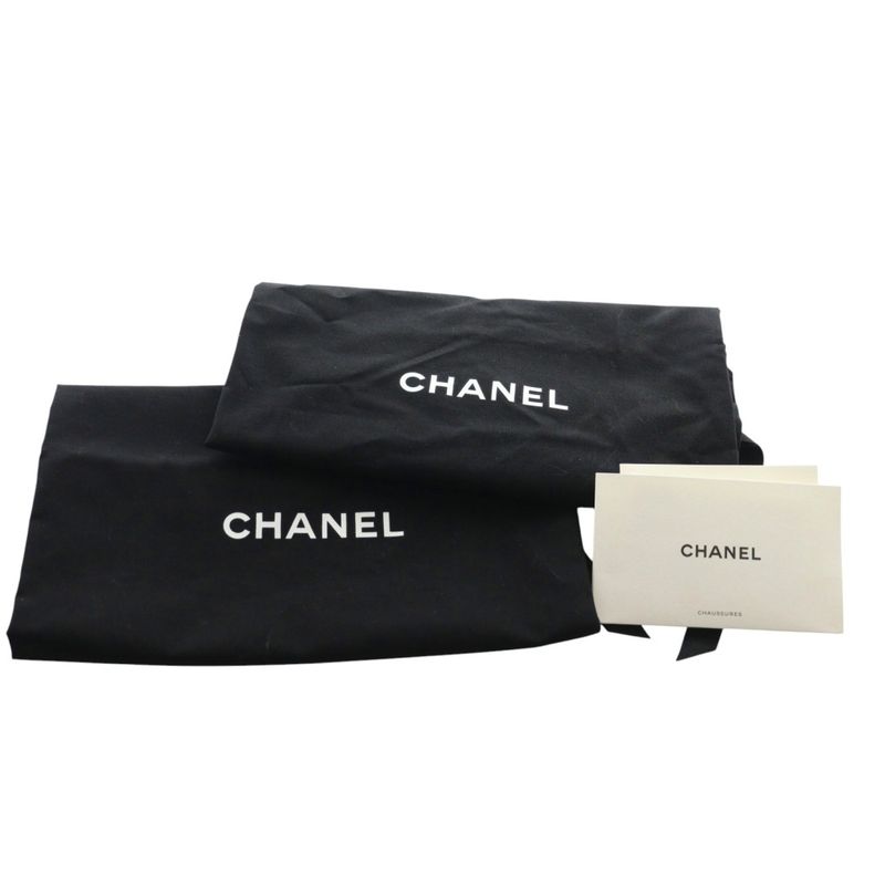 Chanel 24P Coco Mark Platform Sandals Strap Rhinestone Suede 38C Blue G45594 AQ