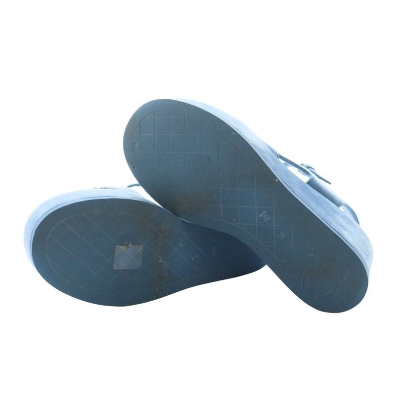 Chanel 24P Coco Mark Platform Sandals Strap Rhinestone Suede 38C Blue G45594 AQ