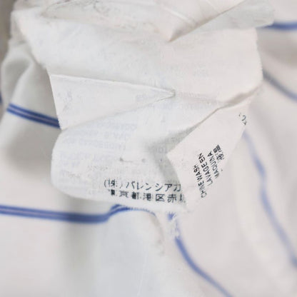 Balenciaga '18 Shirt Long Sleeves Logo Embroidery Stripes 38 White 534326 AA