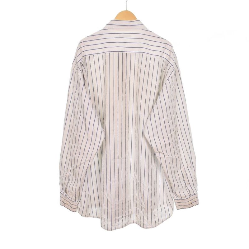 Balenciaga '18 Shirt Long Sleeves Logo Embroidery Stripes 38 White 534326 AA