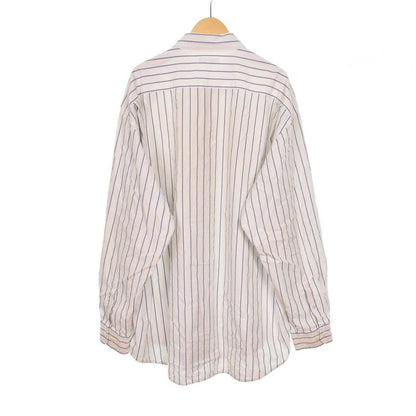 Balenciaga '18 Shirt Long Sleeves Logo Embroidery Stripes 38 White 534326 AA