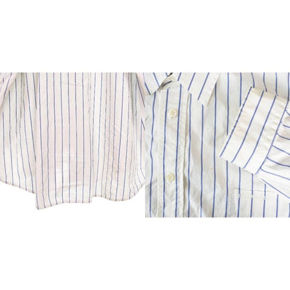 Balenciaga '18 Shirt Long Sleeves Logo Embroidery Stripes 38 White 534326 AA