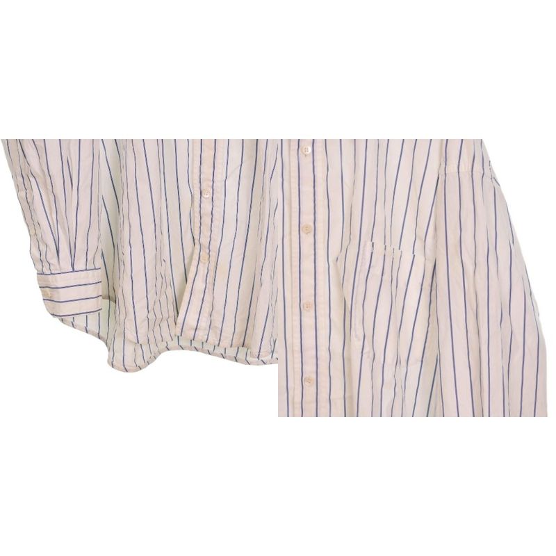 Balenciaga '18 Shirt Long Sleeves Logo Embroidery Stripes 38 White 534326 AA