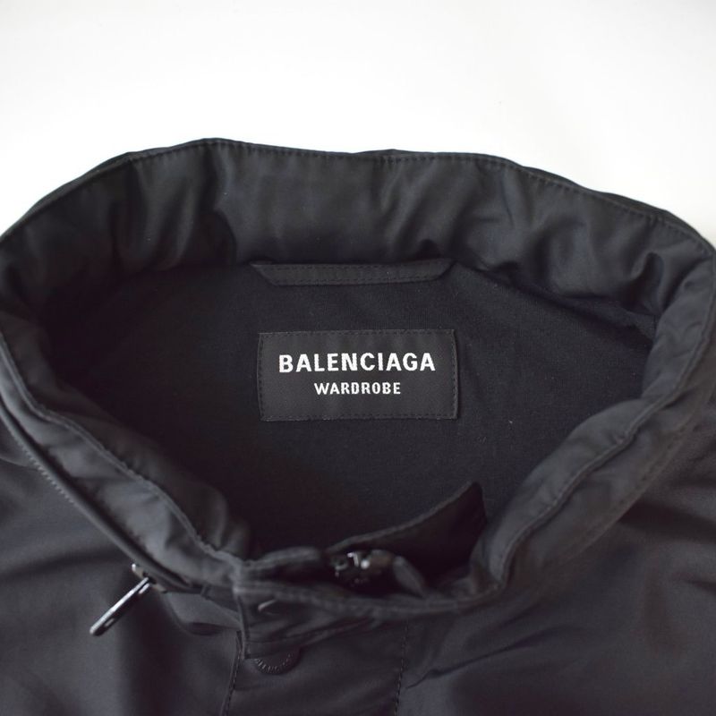 Balenciaga 22SS Metal Logo Windbreaker Nylon Track Jacket Blouson 48 Black