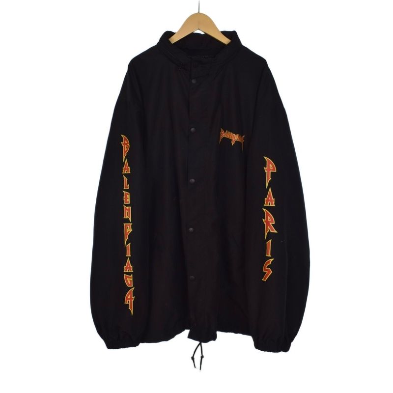 Balenciaga 22SS Metal Logo Windbreaker Nylon Track Jacket Blouson 48 Black