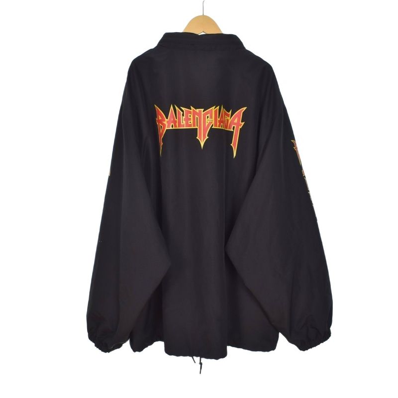 Balenciaga 22SS Metal Logo Windbreaker Nylon Track Jacket Blouson 48 Black