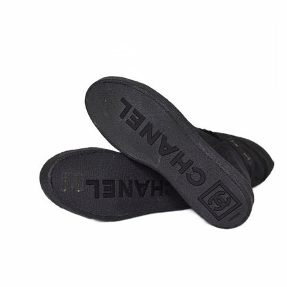 Chanel Long Boots Mouton Inner Boa Coco Mark 36.5 Black AA