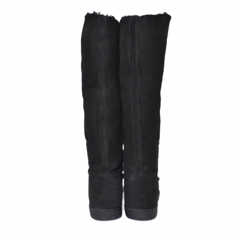 Chanel Long Boots Mouton Inner Boa Coco Mark 36.5 Black AA