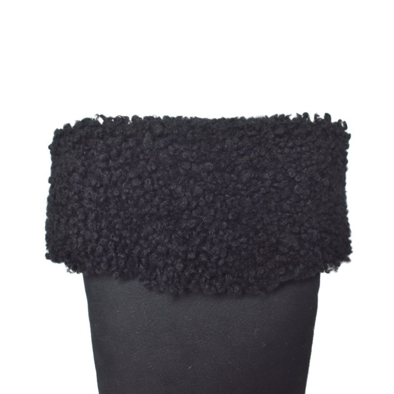 Chanel Long Boots Mouton Inner Boa Coco Mark 36.5 Black AA