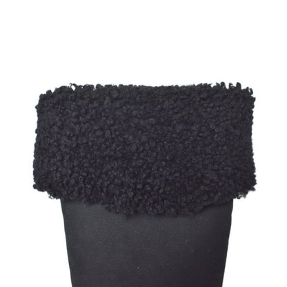 Chanel Long Boots Mouton Inner Boa Coco Mark 36.5 Black AA