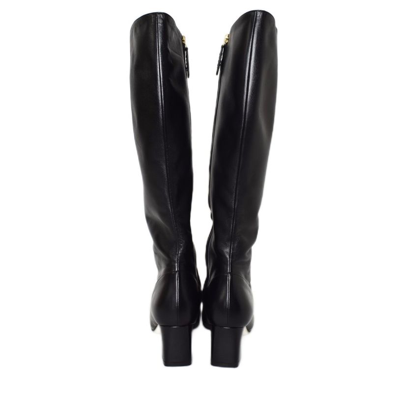 Gucci Long Boots GG Marmont Double G Leather 36.5 Black AA