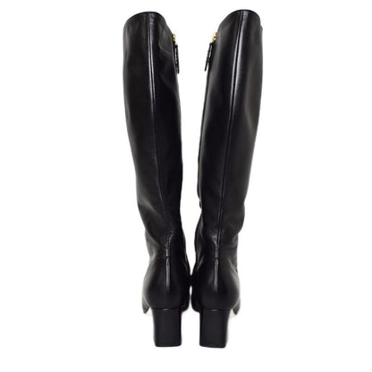 Gucci Long Boots GG Marmont Double G Leather 36.5 Black AA