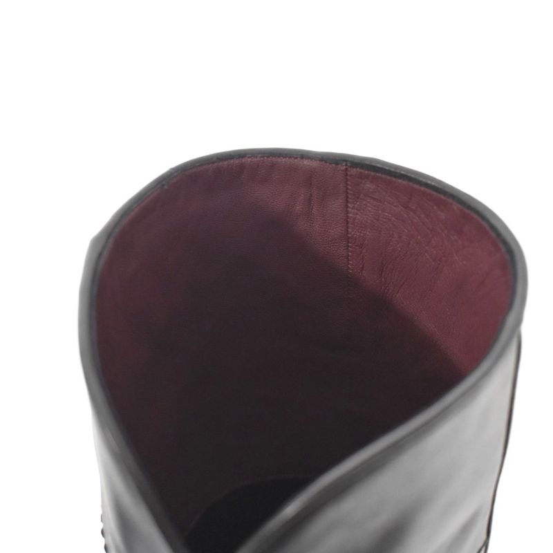 Chanel Long Boots Coco Mark Leather 36 Black AA