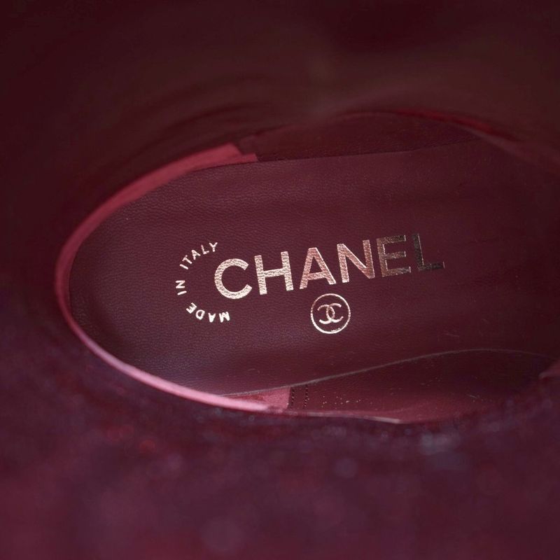 Chanel Long Boots Coco Mark Leather 36 Black AA