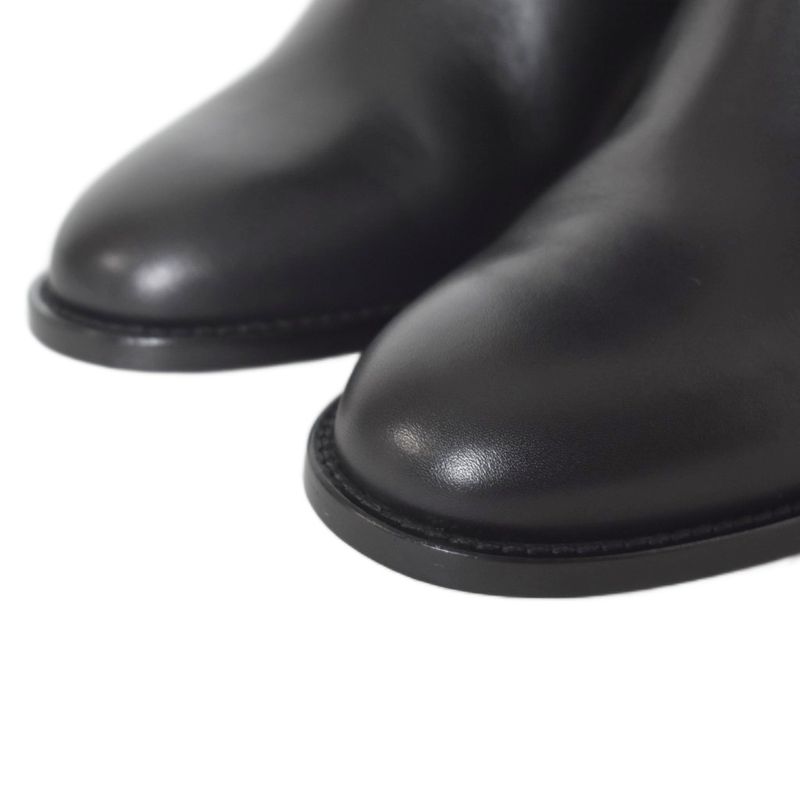 Chanel Long Boots Coco Mark Leather 36 Black AA