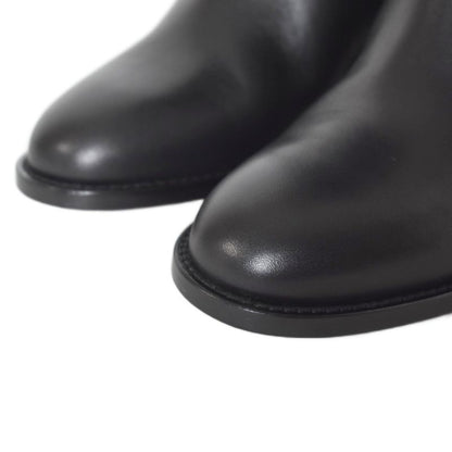 Chanel Long Boots Coco Mark Leather 36 Black AA