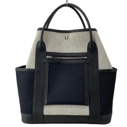 Hermes Garden Party Pocket Vertical Tote Bag White and Black