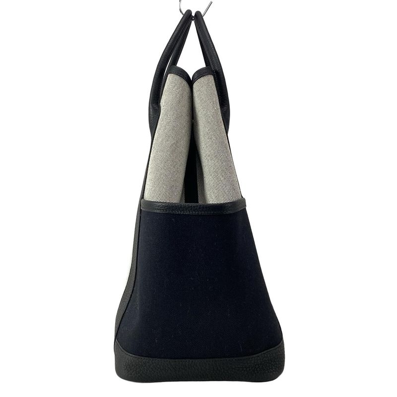 Hermes Garden Party Pocket Vertical Tote Bag White and Black