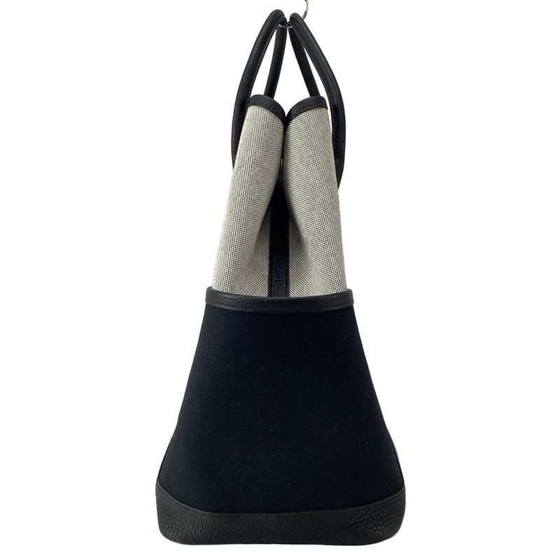 Hermes Garden Party Pocket Vertical Tote Bag White and Black