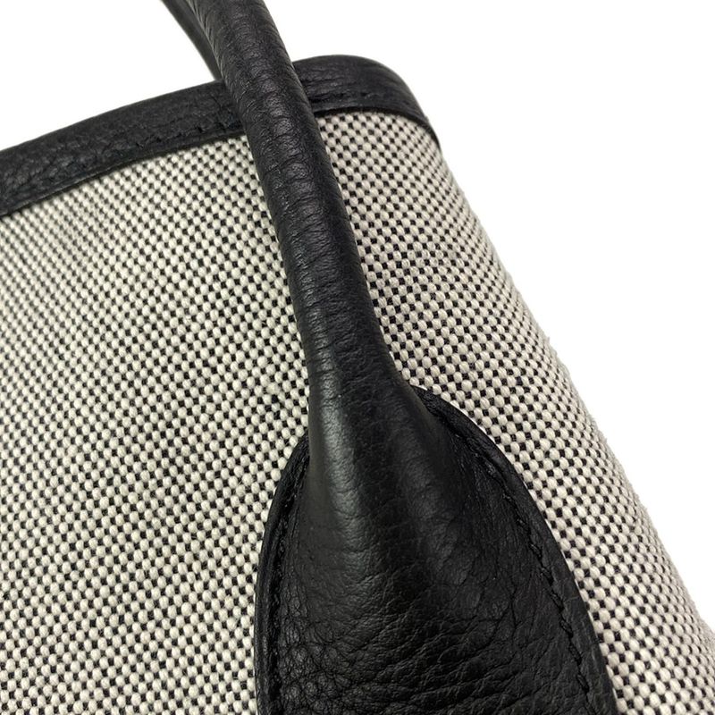 Hermes Garden Party Pocket Vertical Tote Bag White and Black