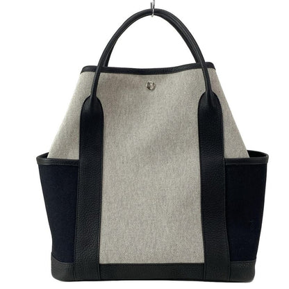 Hermes Garden Party Pocket Vertical Tote Bag White and Black