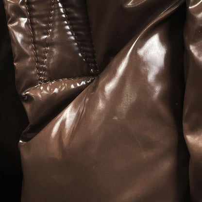 Gucci Sherry Line Down Vest Hooded Outerwear Down Vest Brown Beige Men's