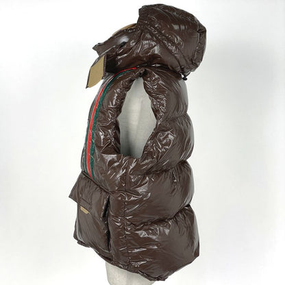 Gucci Sherry Line Down Vest Hooded Outerwear Down Vest Brown Beige Men's