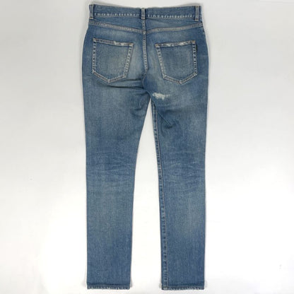 Saint Laurent Logo Button Denim Pants Damaged Skinny Jeans Bottoms Pants Cotton