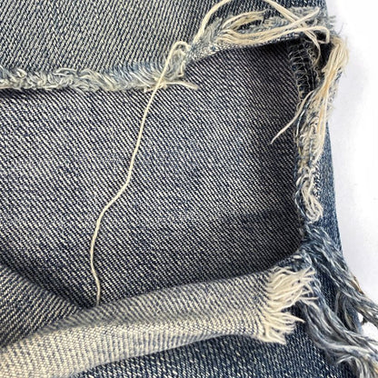 Saint Laurent Logo Button Denim Pants Crash Damage Skinny Jeans Bottoms Pants