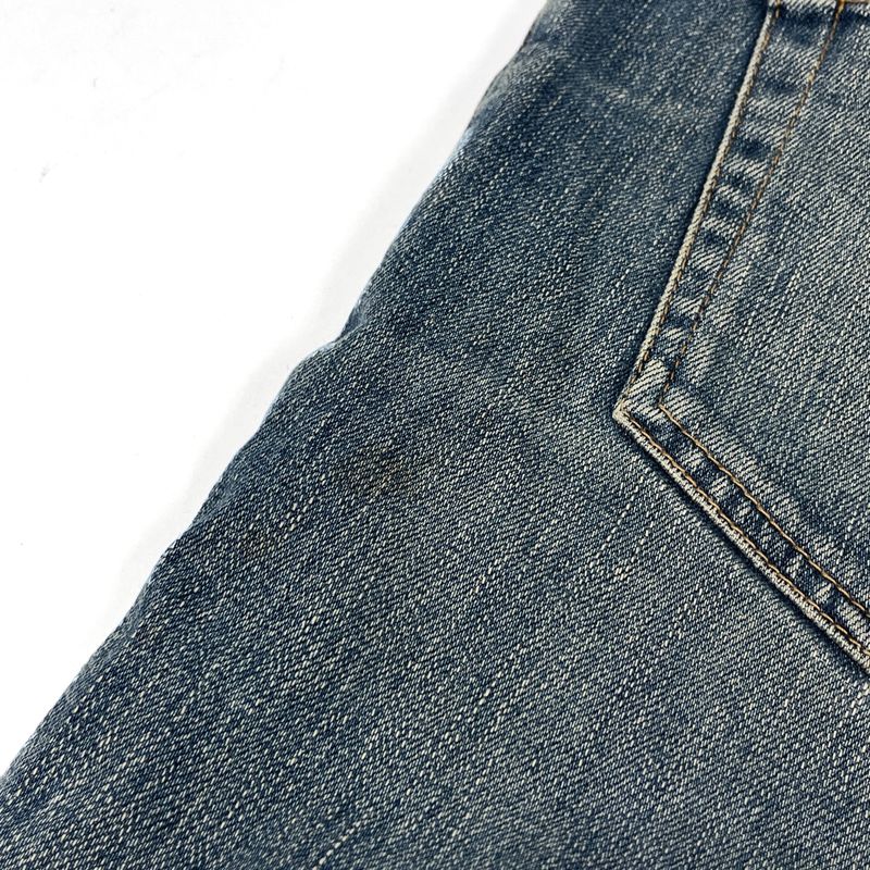 Saint Laurent Logo Button Denim Pants Crash Damage Skinny Jeans Bottoms Pants