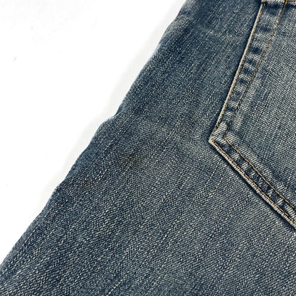 Saint Laurent Logo Button Denim Pants Crash Damage Skinny Jeans Bottoms Pants