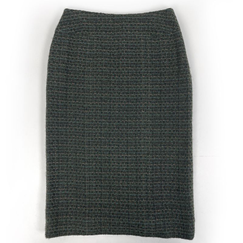 Chanel Tweed Setup Coco Mark Button No Collar 98a with Scarf Setup Skirt Suit