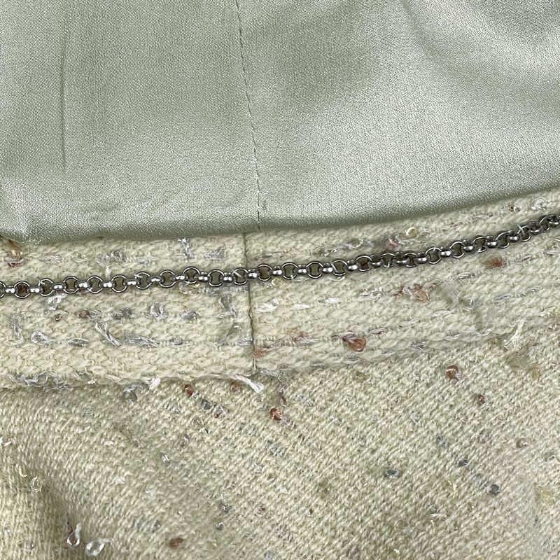 Chanel Coco Mark Button Setup Ruffle 99a Setup Skirt Suit Light Green Ladies