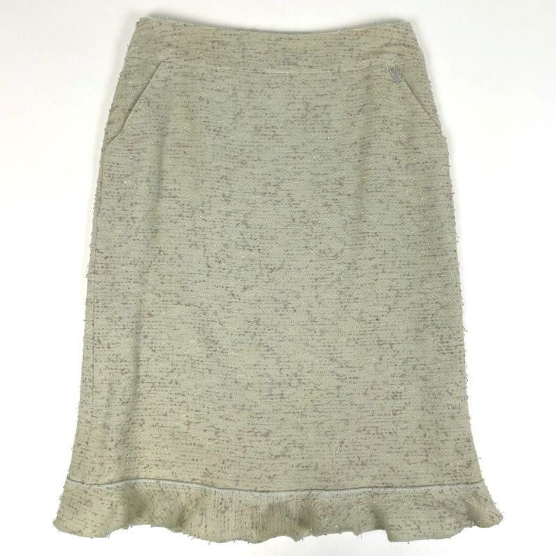 Chanel Coco Mark Button Setup Ruffle 99a Setup Skirt Suit Light Green Ladies
