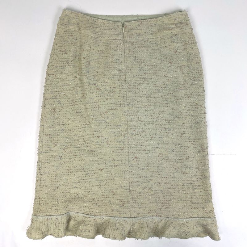 Chanel Coco Mark Button Setup Ruffle 99a Setup Skirt Suit Light Green Ladies