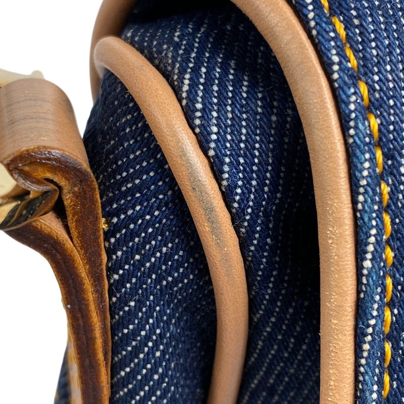 Christian Dior Saddle Bag Handbag One Shoulder Logo Shoulder Bag Denim Navy