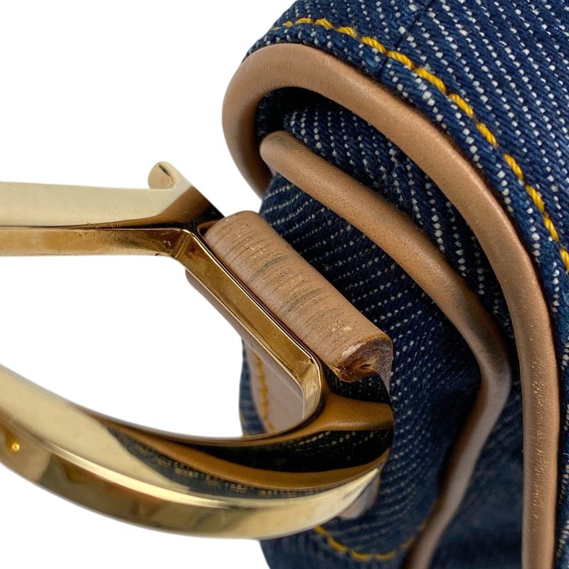 Christian Dior Saddle Bag Handbag One Shoulder Logo Shoulder Bag Denim Navy