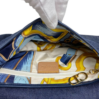 Christian Dior Saddle Bag Handbag One Shoulder Logo Shoulder Bag Denim Navy
