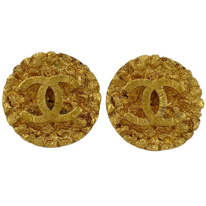 Chanel Coco Mark Round Earrings CC Earrings GP Gold Ladies