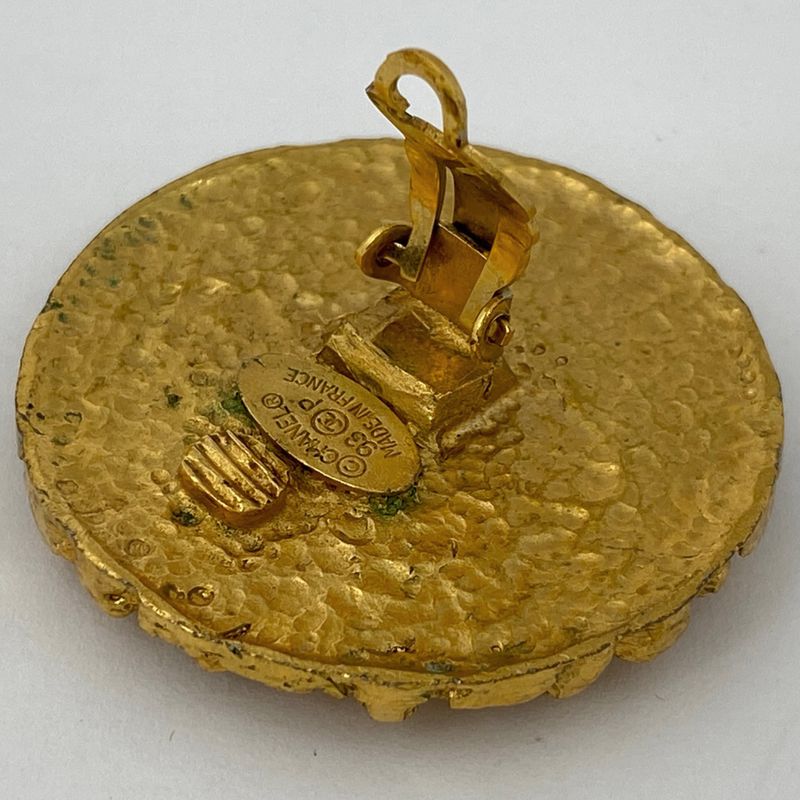 Chanel Coco Mark Round Earrings CC Earrings GP Gold Ladies