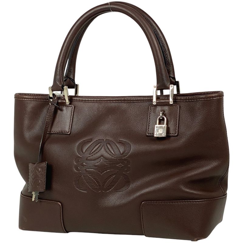 Loewe Amazona Fusta Tote Bag Anagram Handbag Tote Leather Brown Women's