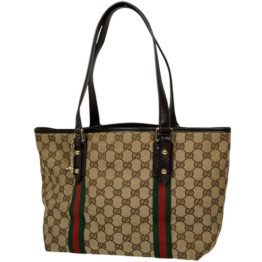 Gucci GG Pattern Tote Bag Sherry Line Web Tote Bag GG Canvas Brown 137396 Women