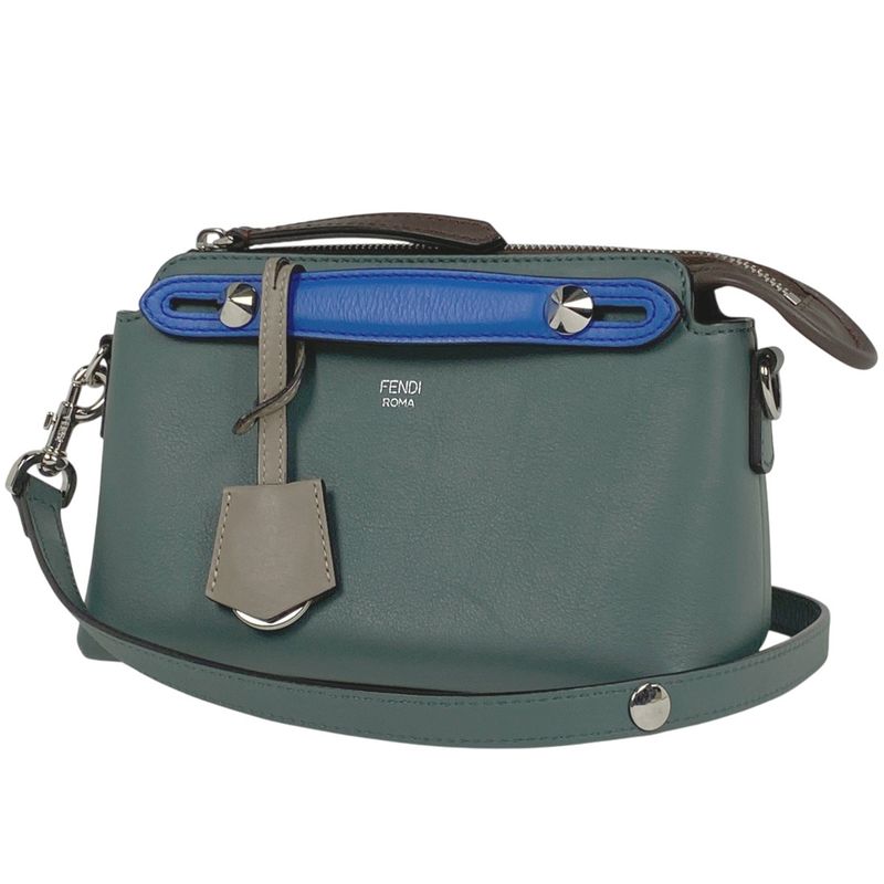 Fendi by the Way Mini Handbag 2way Shoulder Bag Handbag Leather Green Blue