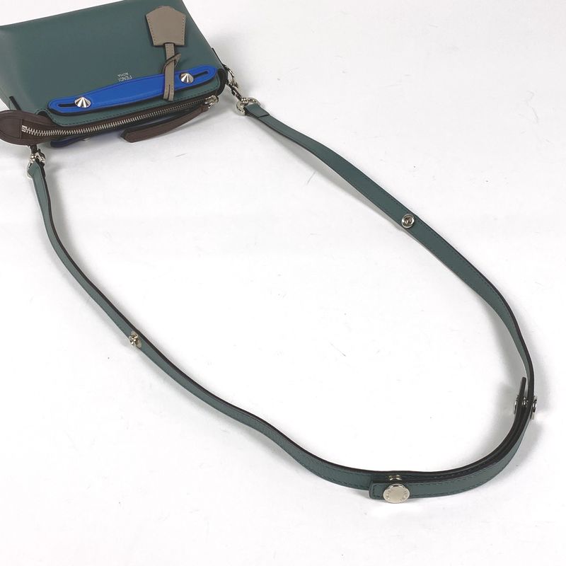 Fendi by the Way Mini Handbag 2way Shoulder Bag Handbag Leather Green Blue