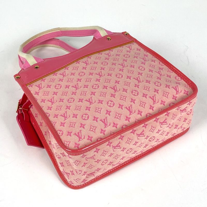 Louis Vuitton Sac Catrine Handbag Tote Straw Berry Handbag Monogram Mini Pink