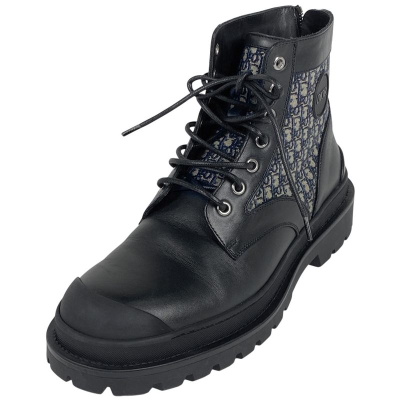 Christian Dior Trotter Pattern Short Boots Oblique Shoes Boots Leather Canvas