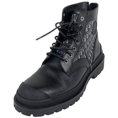 Christian Dior Trotter Pattern Short Boots Oblique Shoes Boots Leather Canvas